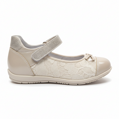 Scarpe ballerine Bambina Nero Giardini P621410F Vera Pelle, Pizzo, Avorio Champagne