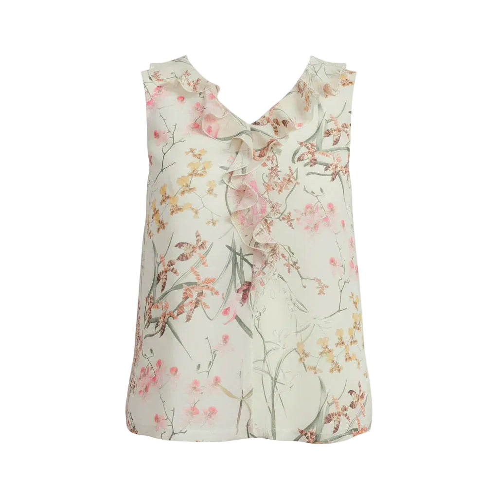 Blusa Giromanica Nero Giardini, Vaniglia, Stampa Floreale