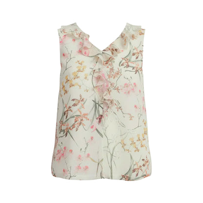 Blusa Giromanica Nero Giardini, Vaniglia, Stampa Floreale