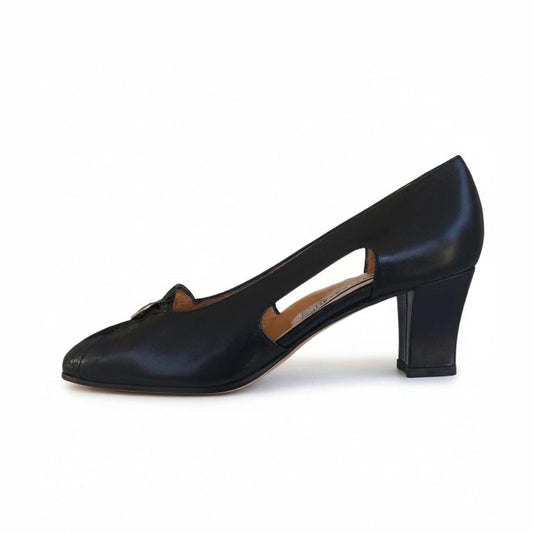 Scarpe Donna Confort 2036 in Vera Pelle, Blu Scuro Vernice Stampa Cocco, con Aperture laterali