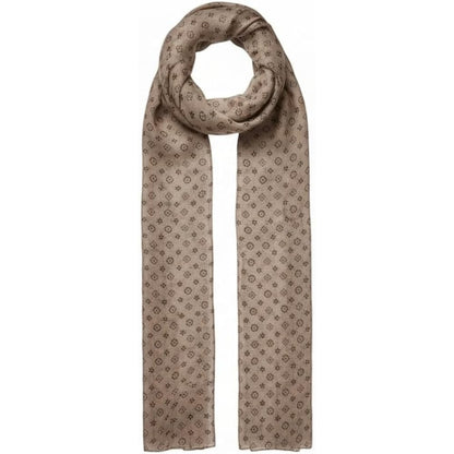 Sciarpa Leggera Foulard Beige con stampe marrone, Cotone