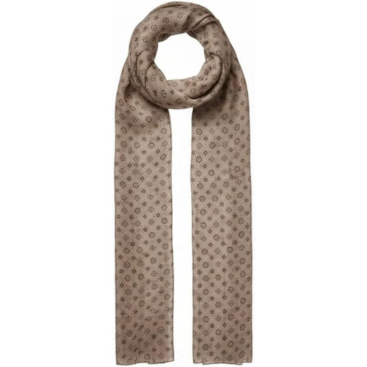 Sciarpa Leggera Foulard Beige con stampe marrone, Cotone