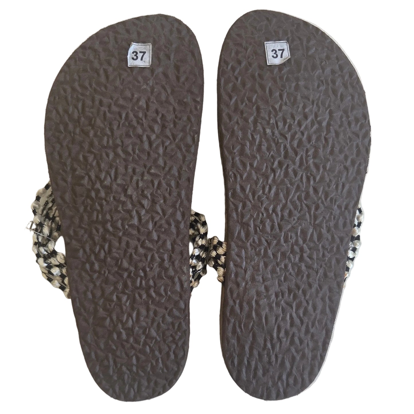 Ciabatte Infradito Donna Fly Flot Dream – Cordoncino Intrecciato Marrone e Bianco Fondo Antiscivolo Taglia 37
