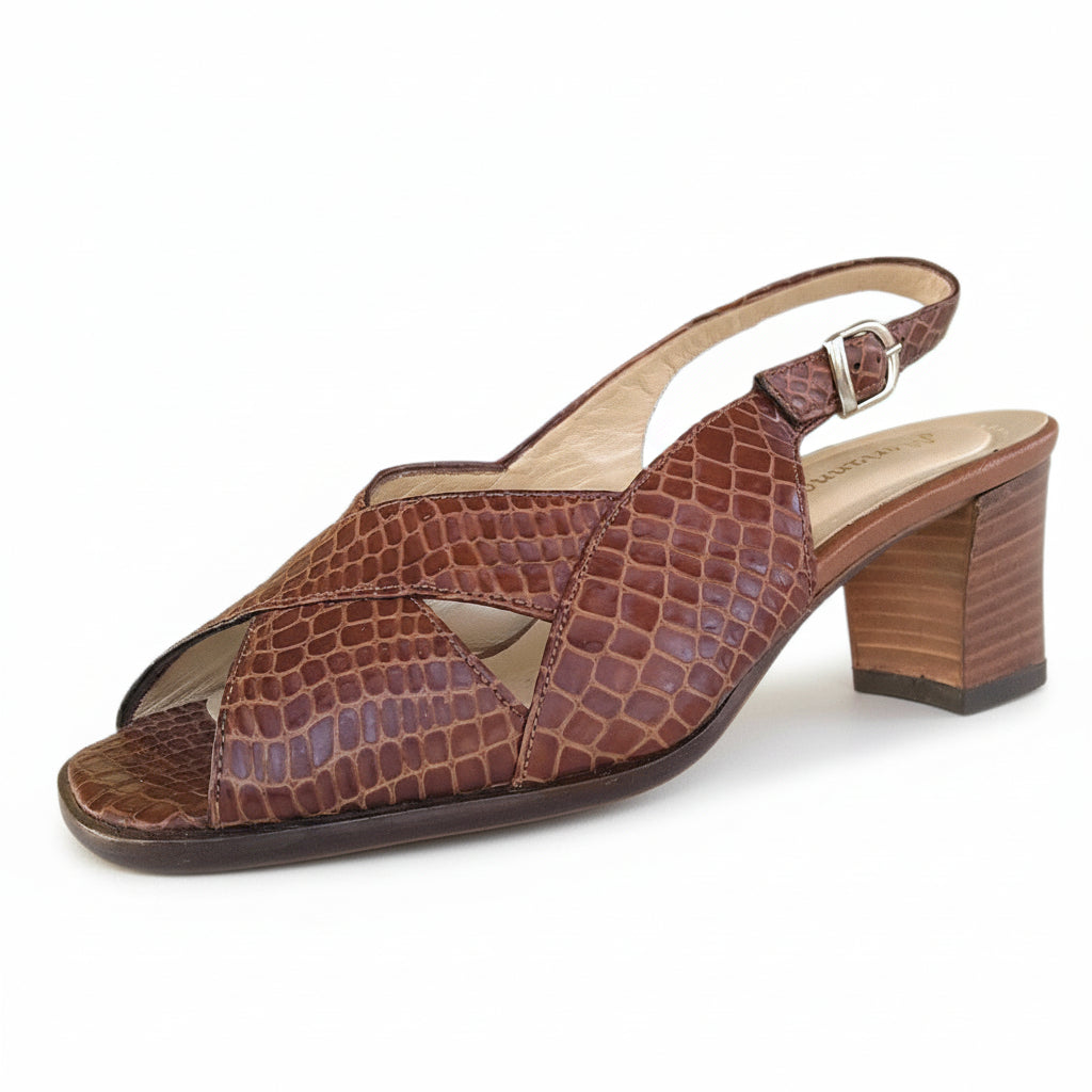 Sandali Donna, Merianna, Vera Pelle, Stampa Cocco, Cuoio