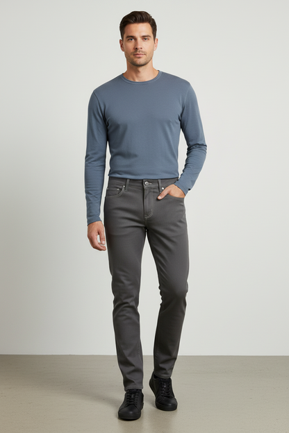 Pantaloni da Uomo Nero Giardini, A574101U, Grigio Piombo, Cotone, Taglia 48 EU