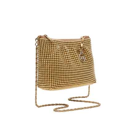 Pochette oro Albertario, rete di perline metalliche, Minibag