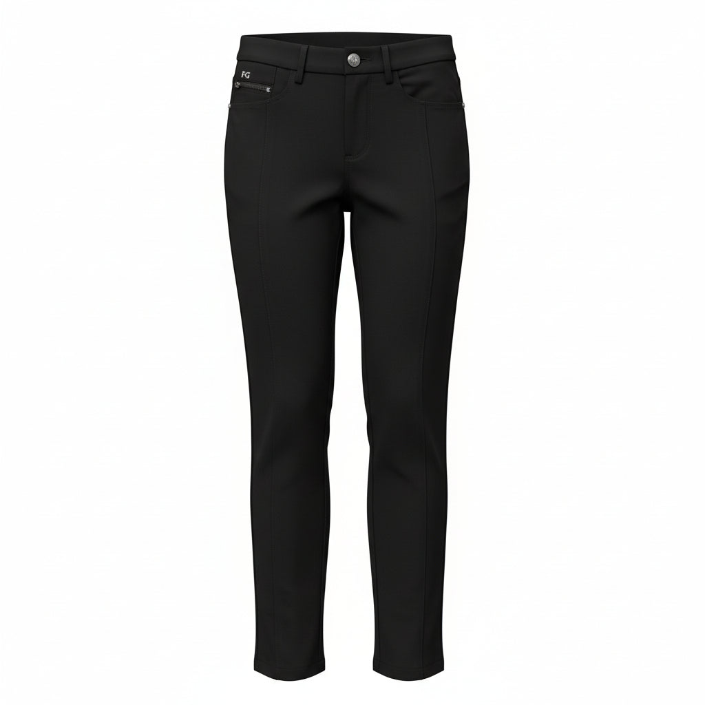 Pantaloni elasticizzati da donna Nero Giardini, Nero, bottone gioiello, Taglia 40 EU