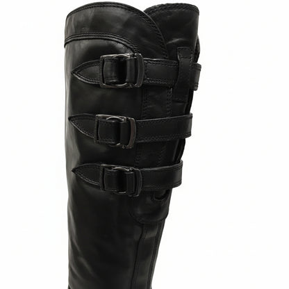 Stivali Donna NeroGiardini 00175, Vera Pelle, zip, fibbie, Nero - 37 EU