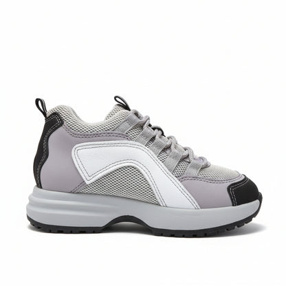 Sneakers Bambini Walk Safari, Vera Pelle, Tela, Grigio