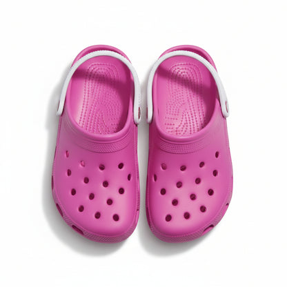 Ciabatte forate bambina, stile Crocs, De@de, in gomma, Fucsia
