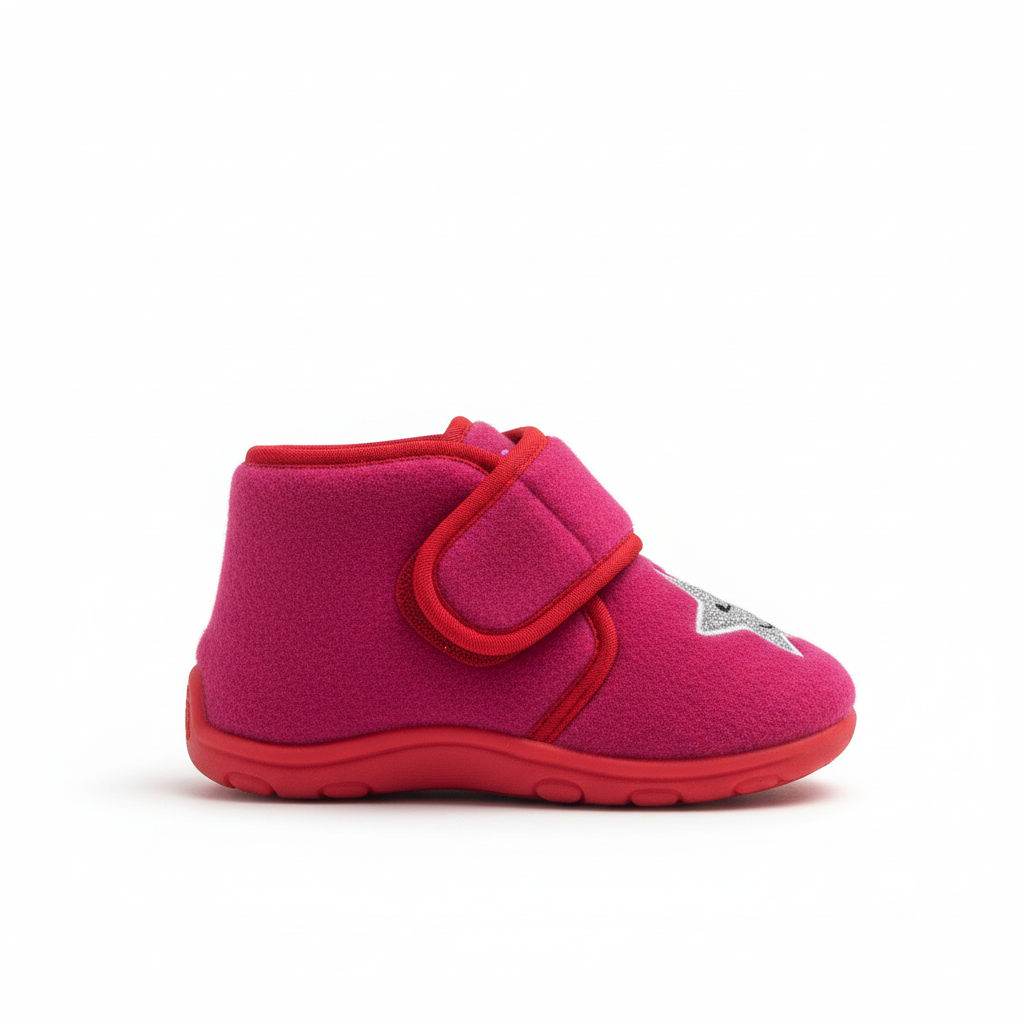 Pantofole Bambina, 28, Rosa Viola con stella argento glitter