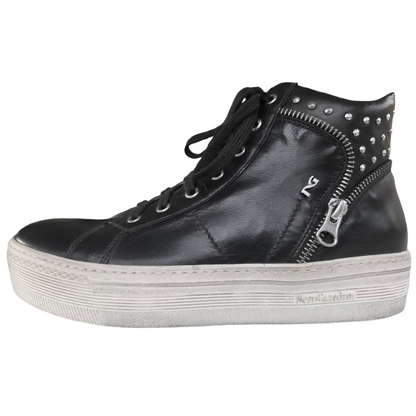 Sneakers Donna NeroGiardini A513500D, Vera Pelle, con lacci e zip, borchie