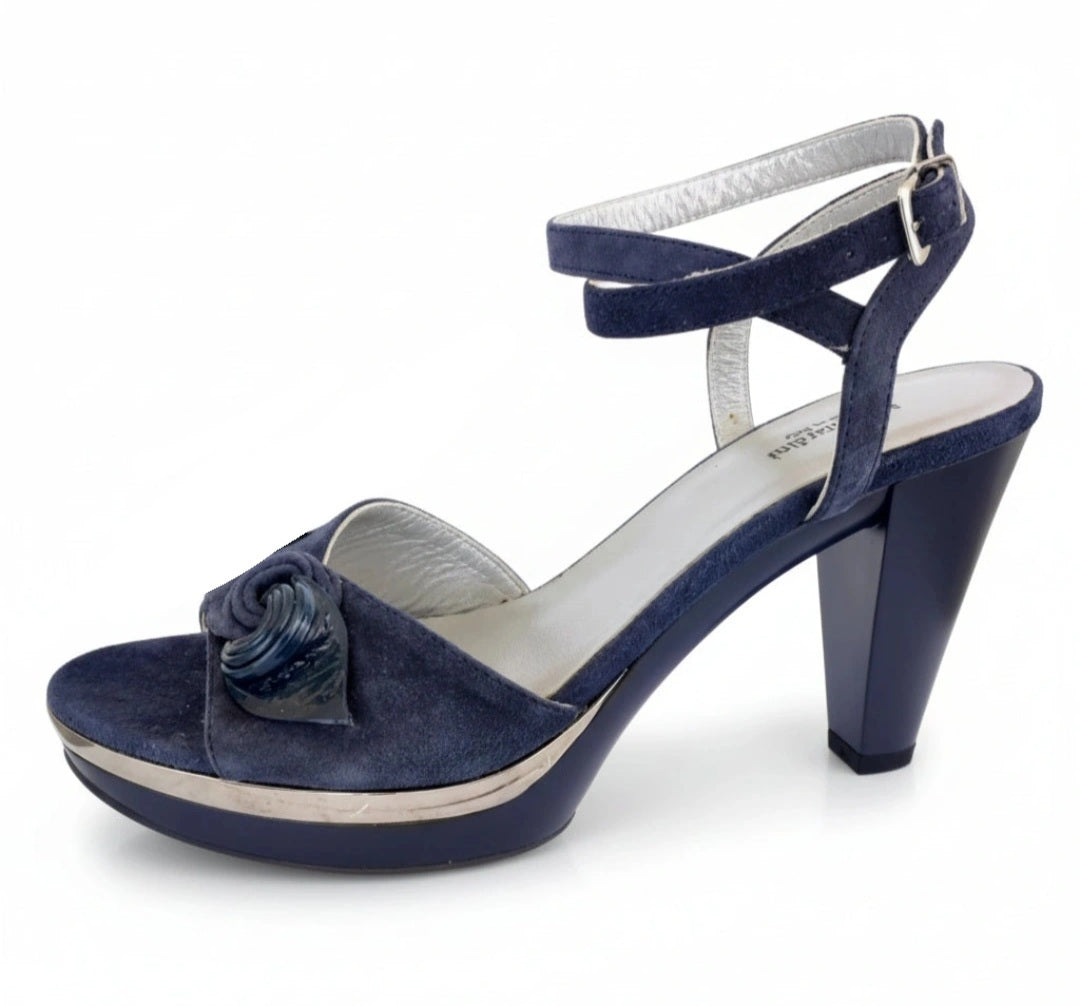Sandali Donna Nero Giardini, Vera Pelle, Blu, Tacco, P106260DE