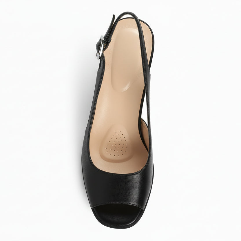 Sandali Slingback, Merianna, Vera Pelle, Nero, 36 IT