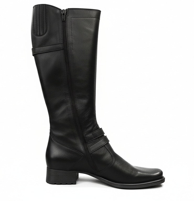 Stivali bassi da Donna NeroGiardini 00520 Vera Pelle, Zip, Fibbie, Nero, Tacco a blocco