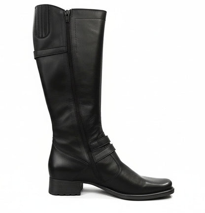 Stivali bassi da Donna NeroGiardini 00520 Vera Pelle, Zip, Fibbie, Nero, Tacco a blocco
