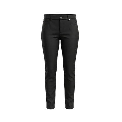 Pantaloni elasticizzati da donna, Nero Giardini, Nero, punto milano, con bottone gioiello e zip