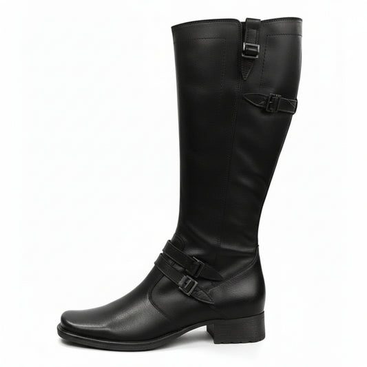 Stivali bassi da Donna NeroGiardini 00520 Vera Pelle, Zip, Fibbie, Nero, Tacco a blocco