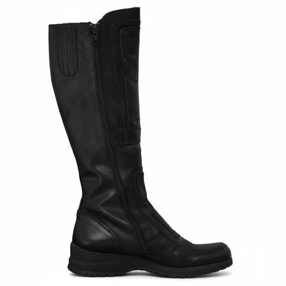 Stivali biker Donna NeroGiardini 00440, Zip, strappi, Vera pelle, Nero