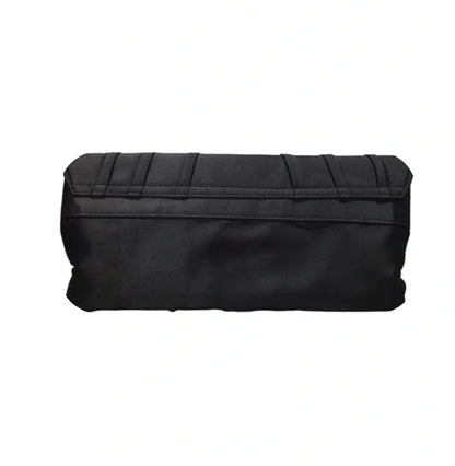 Pochette Elegante, Donna, Raso Nero, con fiore tridimensionale, Clutch a mano, catenina tracolla argento