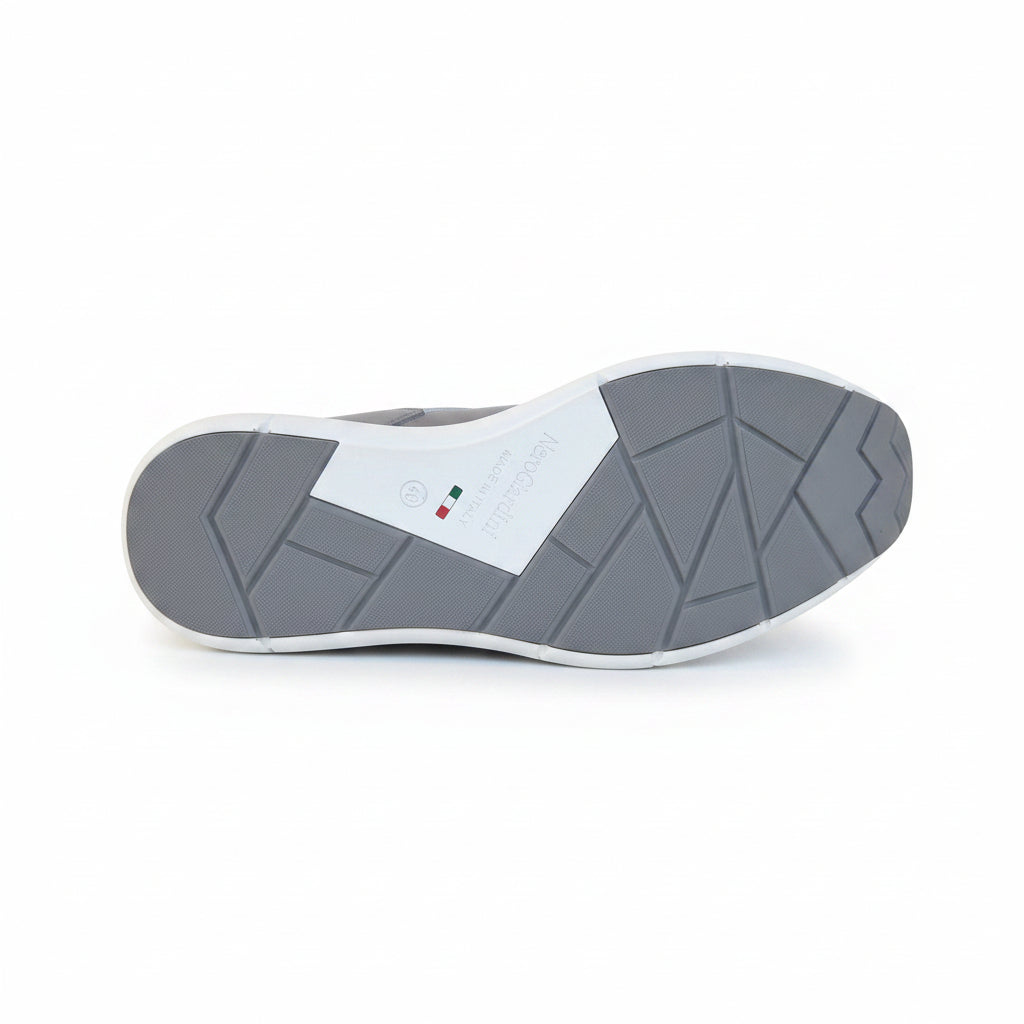 Sneakers Uomo Nero Giardini Grigio e Bianco Vera Pelle e Tessuto Mesh Elasticizzate con Lacci