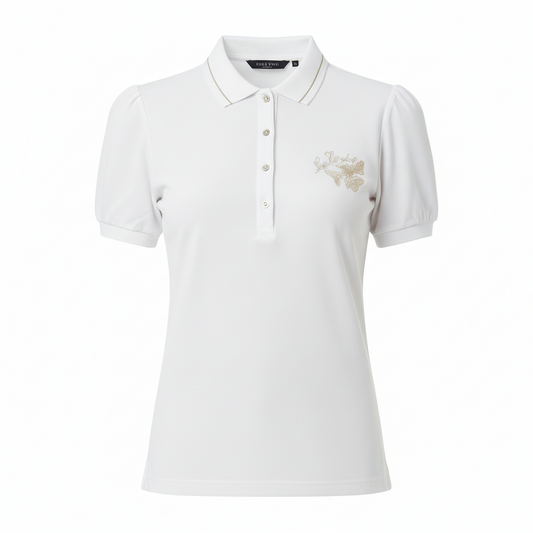 Polo T-Shirt NeroGiardini Art P461501D Bianco con farfalle