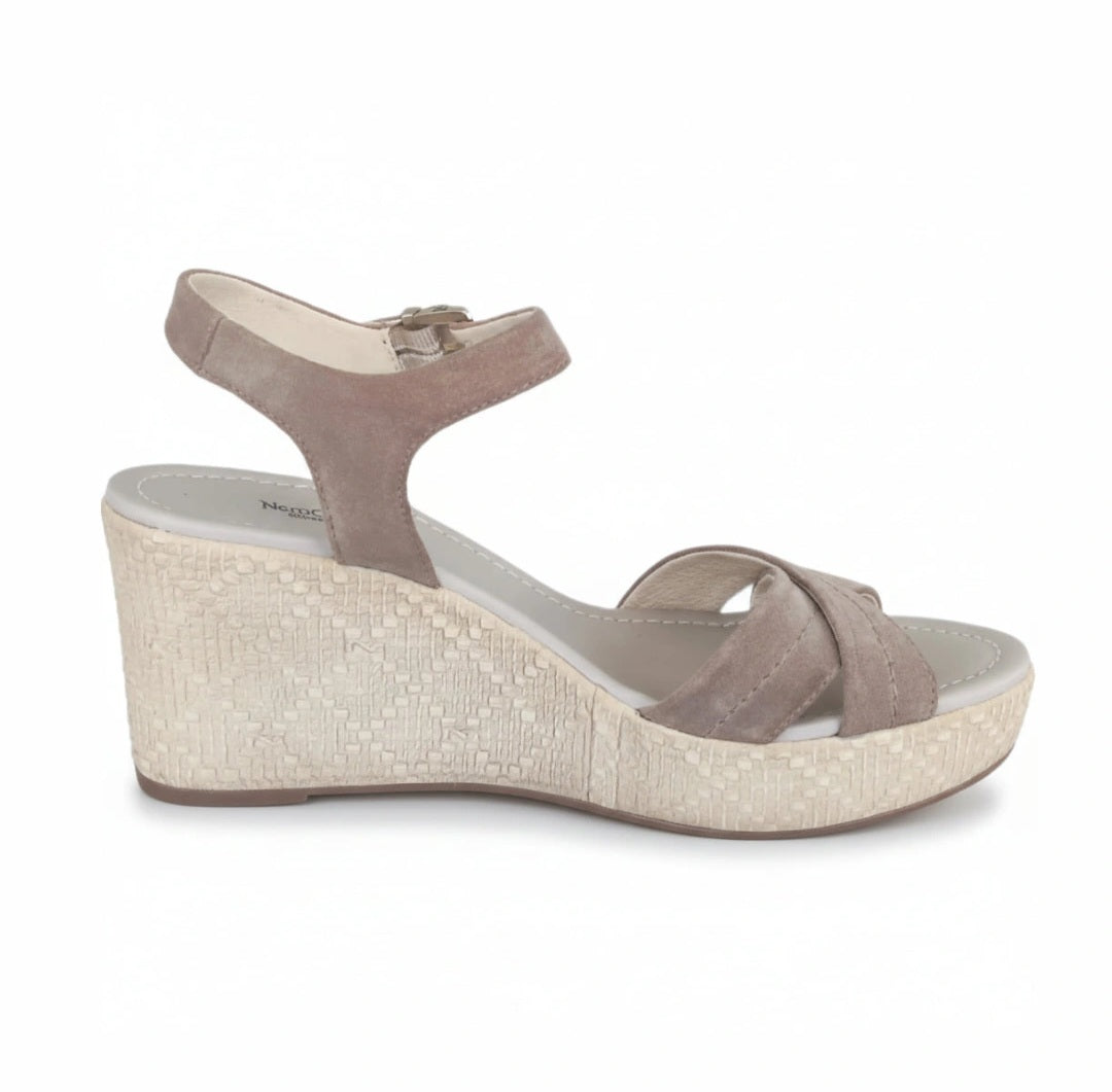 Sandali donna Nero Giardini, Vera Pelle, Beige Castoro, 39 IT, P410680D, Zeppa