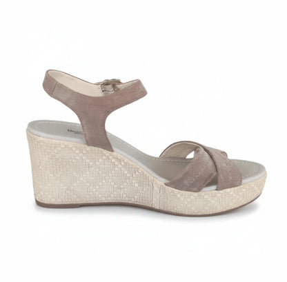 Sandali donna Nero Giardini, Vera Pelle, Beige Castoro, 39 IT, P410680D, Zeppa