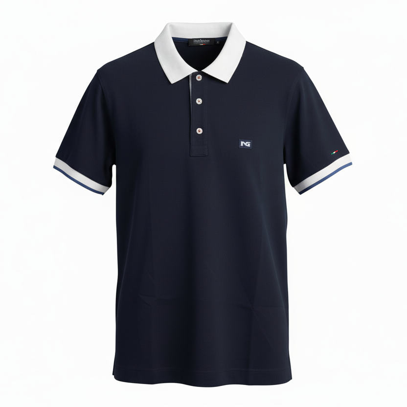 T-Shirt Polo Uomo Nero Giardini, Blu e Bianco, Cotone P471505U
