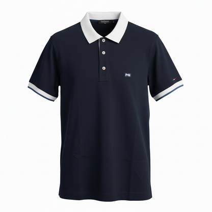T-Shirt Polo Uomo Nero Giardini, Blu e Bianco, Cotone P471505U