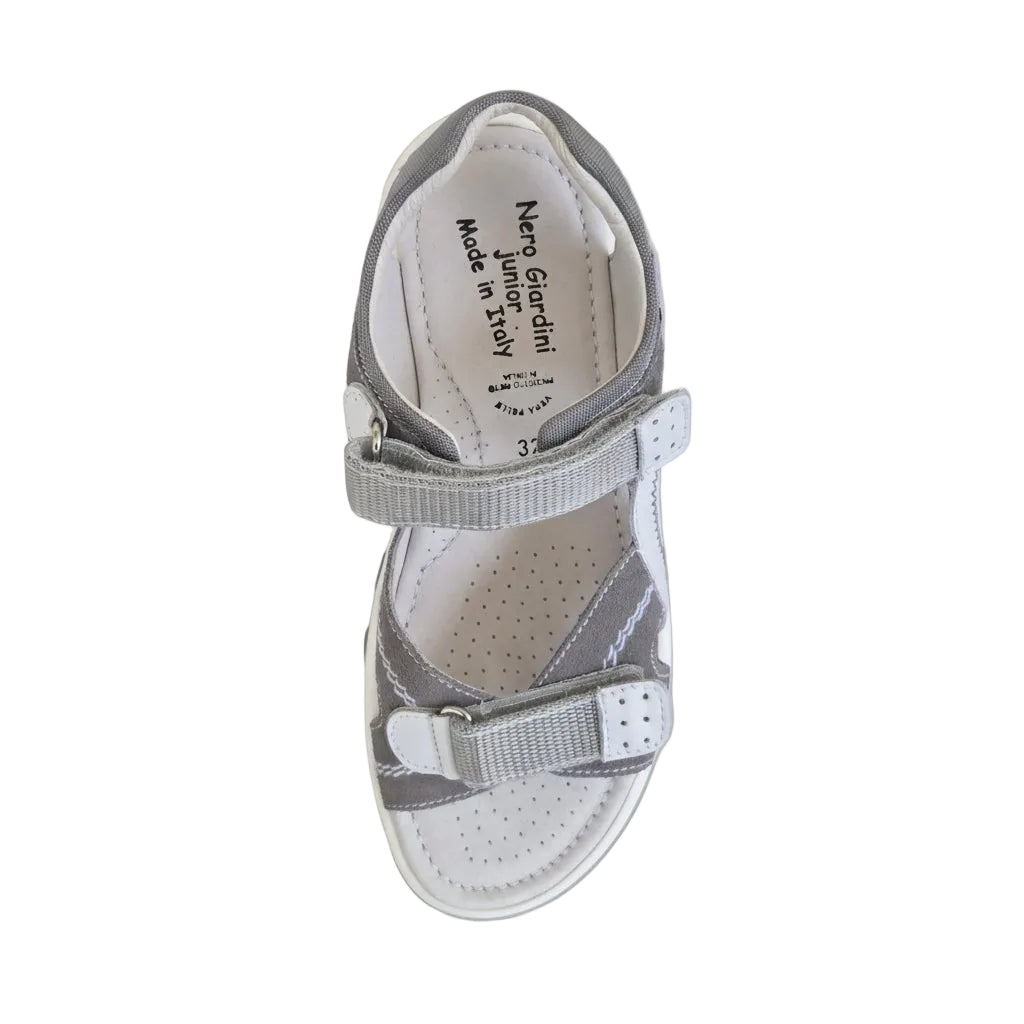 Sandali Bambino Nero Giardini Junior in Vera Pelle – Grigio Fumo e Bianco Taglia 32