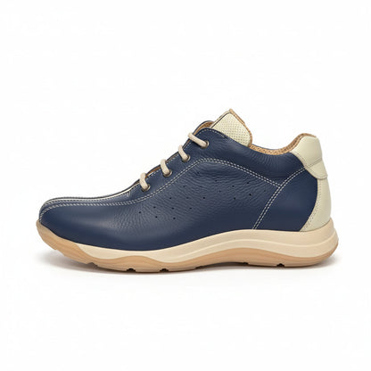Sneakers Blu Avio e Beige, Walk Safari, 3208, Vera Pelle, 39 EU, Unisex