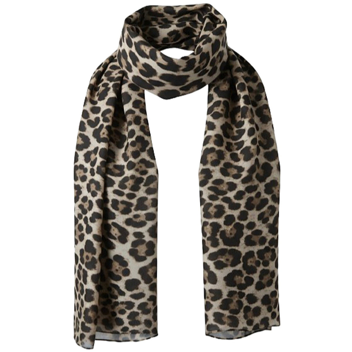 Sciarpa Animalier Leopardata Donna Base Sabbia