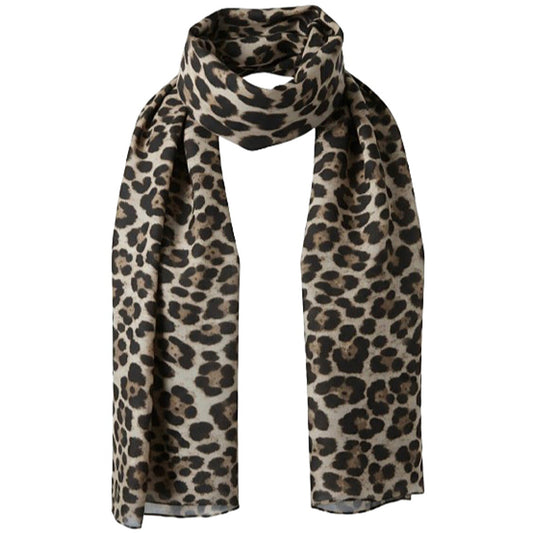 Sciarpa Animalier Leopardata Donna Base Sabbia