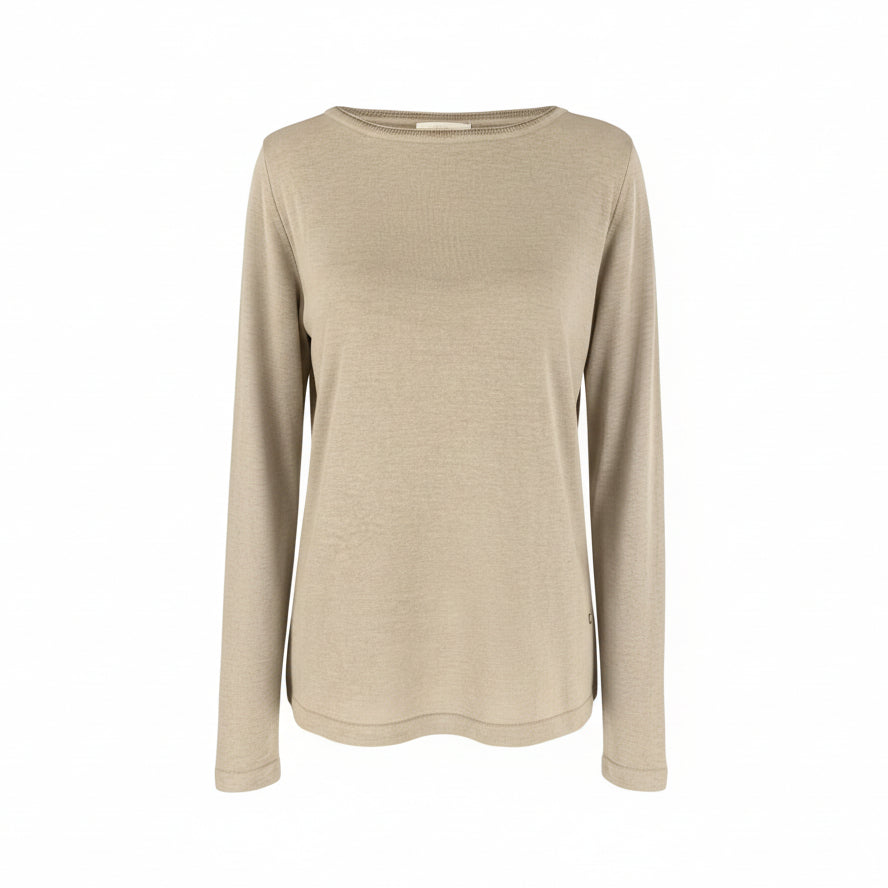 NeroGiardini Maglia Donna in Viscosa con Lurex Argento, Beige, Manica Lunga, P660230D, Taglia 46 EU