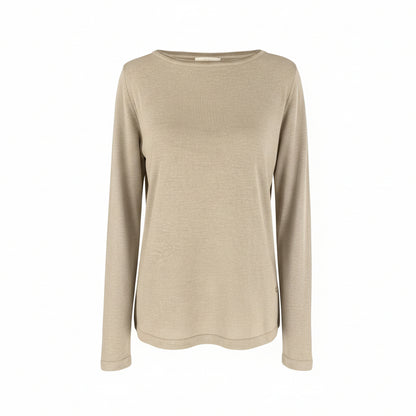 NeroGiardini Maglia Donna in Viscosa con Lurex Argento, Beige, Manica Lunga, P660230D, Taglia 46 EU