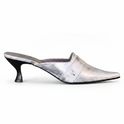 Sabot Donna Nero Giardini in Vera Pelle – Argento