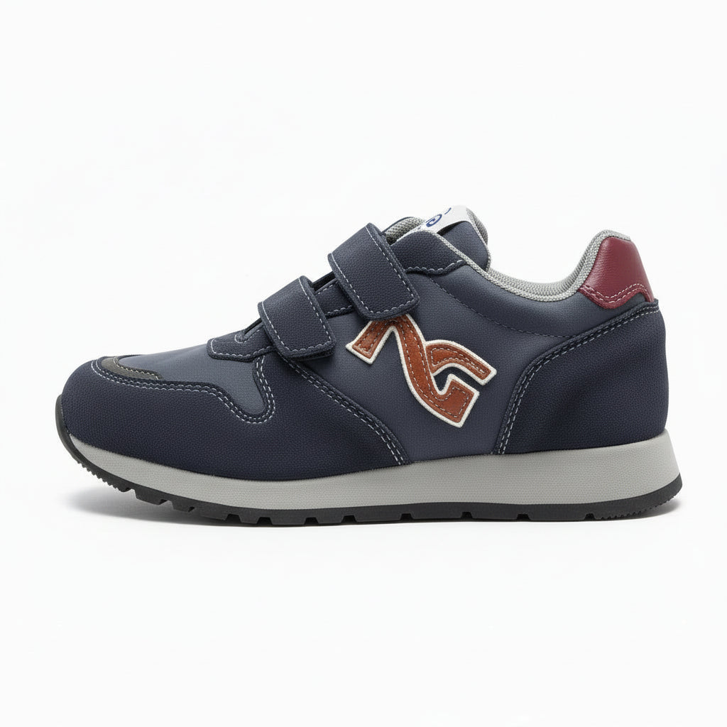 Sneakers Nero Giardini, A629950M, Vera Pelle Scamosciata, Tessuto, Blu Indios, Grigio, Logo Rosso Bordeaux