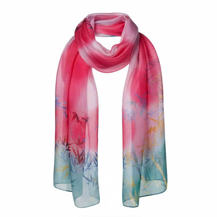 Foulard Enrico Coveri Fucsia, Verde Acqua, Stampa Floreale