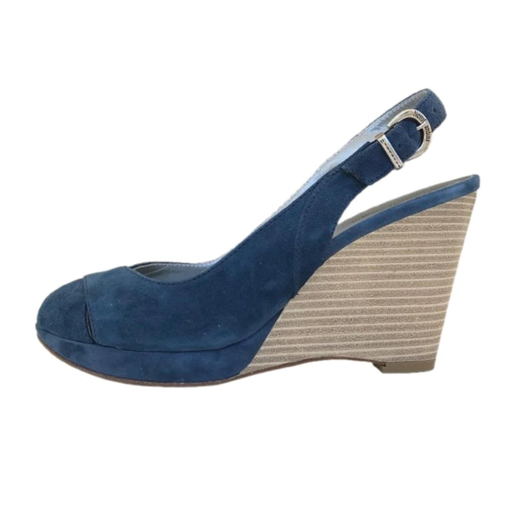 Scarpe spuntate con zeppa, Nero Giardini, Open Toe Blu, Vera Pelle Camoscio, P000641