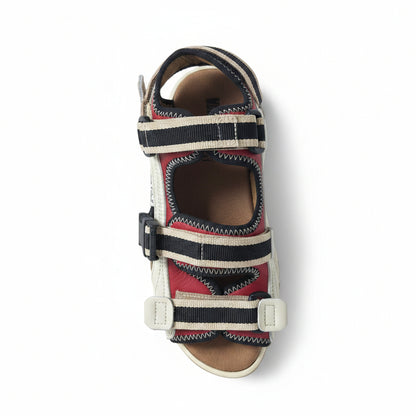 Sandali Bambino Walk Safari 3190A – Vera Pelle e Tessuto Beige Rosso Blu Navy