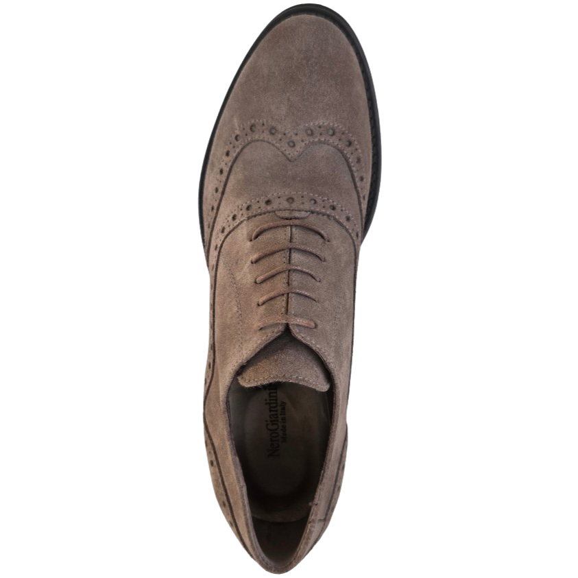 Scarpe Francesine Donna NeroGiardini A005420D - Tacco a blocco, Pelle Scamosciata, Verdegris Tortora