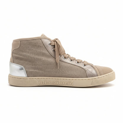 Sneakers Bambini Nero Giardini Sabbia Vera Pelle Tela Beige