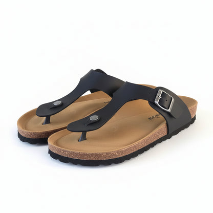 MAURI MODA Ciabatte infradito Uomo, Vera Pelle, Nero
