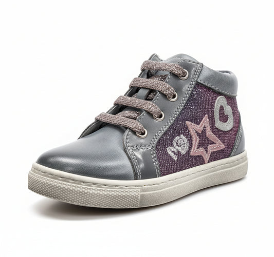 Scarpe da bambina Nero Giardini con zip, glitter cangianti, Vera Pelle - 23 EU