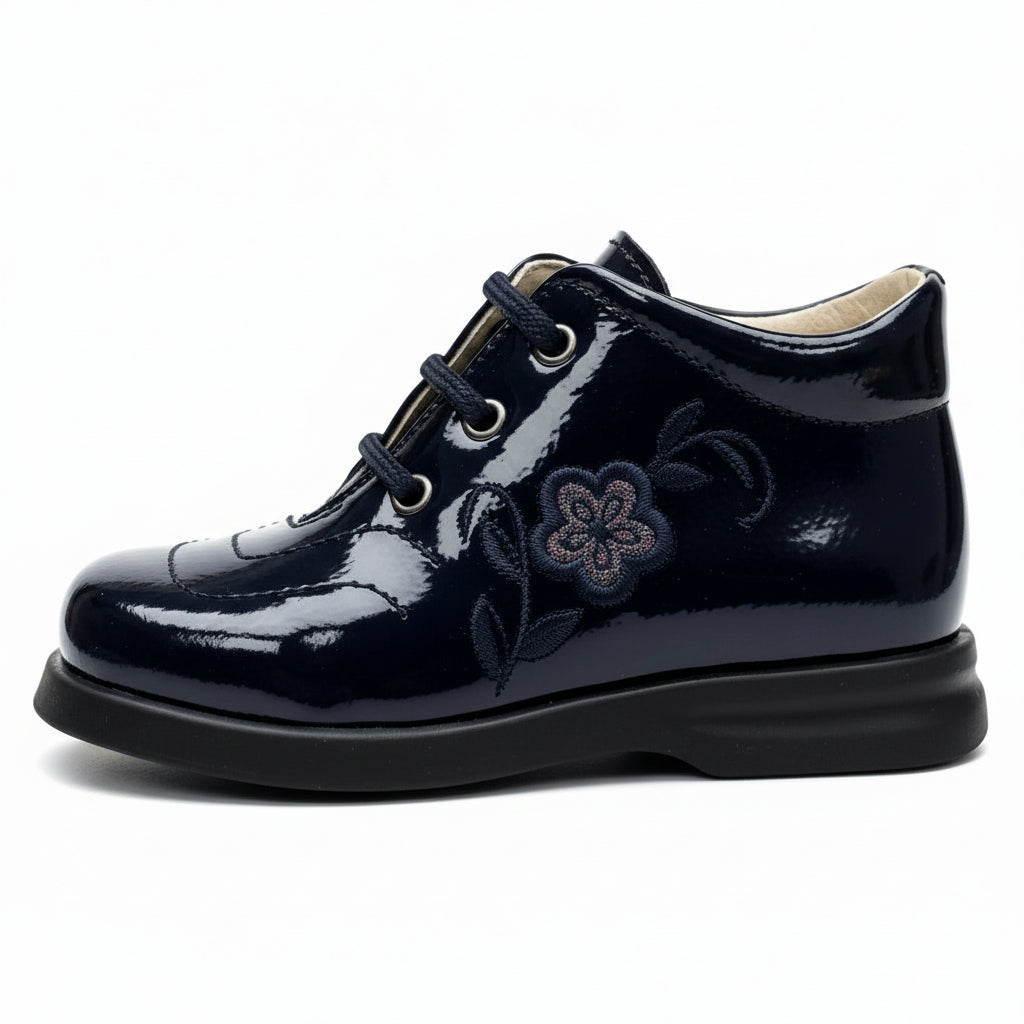 Scarpe da Bambina, Vera Pelle in Vernice, Blu Notte, Safari Kid's