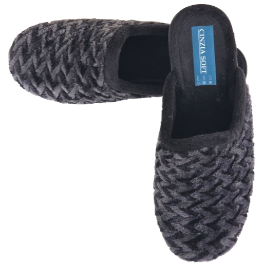 Cinzia Soft ED13018 002 Ciabatte Pantofole Calde Donna Velour Nero