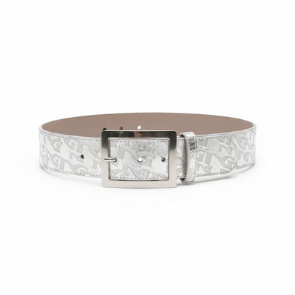 NeroGiardini Cintura monogram Lucida Argento, Vera Pelle