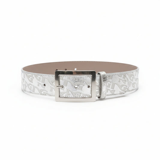 NeroGiardini Cintura monogram Lucida Argento, Vera Pelle