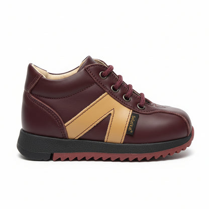 Scarpe Bambini, Bordeaux e Beige, Vera Pelle, Safari Kid's, Z1184, 22 EU
